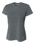 A4 Women's Short Sleeve V-Neck Birds Eye Mesh Tee (NW3254), Color 'Graphite'